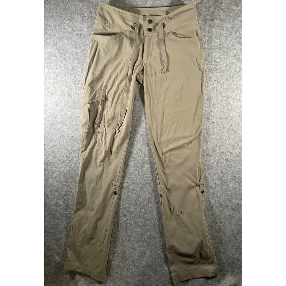 Columbia Omni-Shield Khaki Cargo Hiking Pants Womens 4 Long Roll Up Tan Stretch
